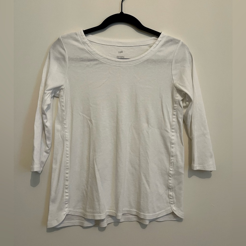 J. Jill White Pima Cotton 3/4 Sleeve Shirt
